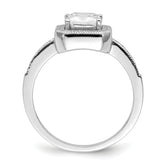 Brilliant Embers Sterling Silver Rhodium-plated 37 Stone Halo Micro Pav‚ CZ Ring